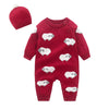 Autumn Newborn Girl Boy Knitted Jumpsuits Outfits Baby Rompers Caps Clothes Sets Winter Long Sleeve Toddler Infant Overalls 2Pcs