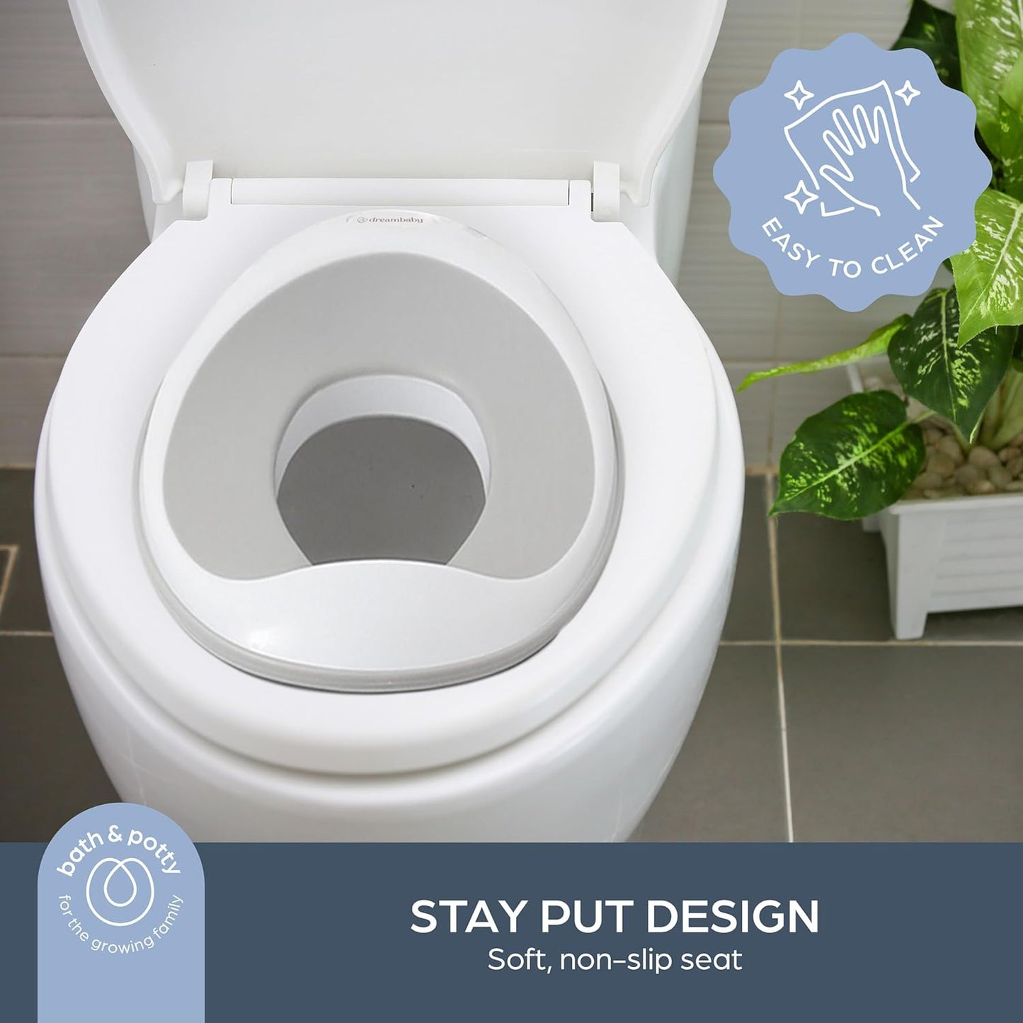 Ezy-Potty Toilet Seat Topper - Toddler Potty Training Toilet Seat Attachment - Non-Slip and Great for Travel, Grey