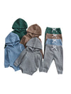 Newborn Jumpsuit Outfit Baby Boys Girls Solid Color Long Sleeves Hooded Romper and Trousers Set