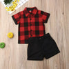 2025 Baby Summer Clothing Toddler Kids Baby Boy Gentleman Clothes Checked Shirt Tops Shorts Bottoms 2Pcs Formal Outfit 1-5T