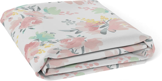 Baby 100% Breathable Cotton Percale Baby Crib Sheet, Fully Elasticized - Made in Canada 28" X 52" Multi Watercolour Flowers