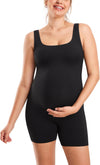 Women'S Maternity Bodysuit Ribbed Sleeveless Shorts Jumpsuit Square Neck Tank Top Romper for Pregnancy