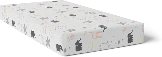 Baby 100% Breathable Cotton Percale Baby Crib Sheet, Fully Elasticized - Made in Canada 28" X 52" Multi Jungle Animal