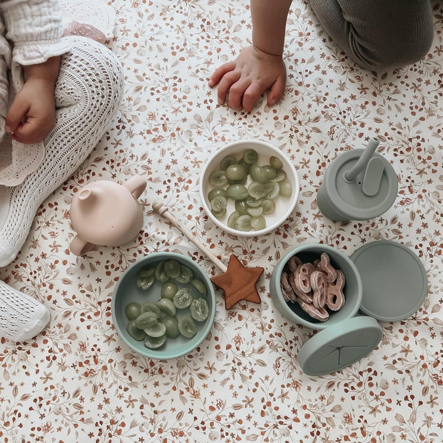 Nouka Non-Spill Sippy Cup | 100% Food-Grade Silicone | Easy Grip Double Handles | Non-Slip & Soft | Dishwasher Friendly | Fern | Size 6 Oz