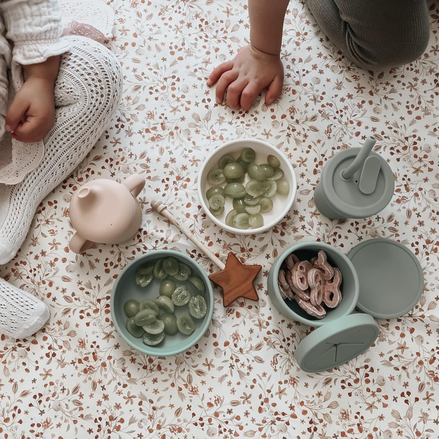 Nouka Non-Spill Sippy Cup | 100% Food-Grade Silicone | Easy Grip Double Handles | Non-Slip & Soft | Dishwasher Friendly | Fern | Size 6 Oz