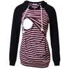 Maternity Nursing Hoodie Long Sleeve Striped Pregnant Women Tops Breastfeeding Sweatshirt Nurse Clothes for Spring Autumn