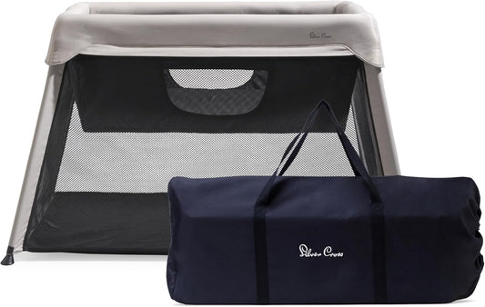Slumber 3-In-1 Travel Crib - Multi-Use, Converts from Bassinet to Crib to Playard - Portable, Lightweight, Easy to Pack with Comfortable Mattress, for Infants to Toddlers, Stone