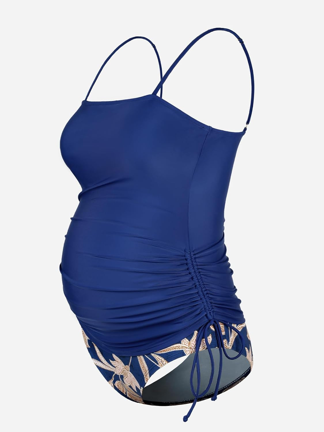 Women'S Tankini Sets Maternity Two Piece Swimsuit Pregnant Adjustable Straps Side Drawstring