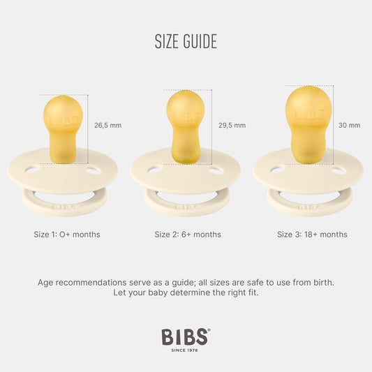 Baby Pacifiers | Bpa-Free Natural Rubber Pacifier | Made in Denmark | Set of 2 Soothers (Mustard/Ivory, 0-6 Months)