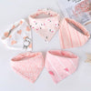 5Pcs/Lot Baby Bibs Triangle Double Cotton Bibs Cartoon Print Saliva Towel Baby Boys Girls Feeding Apron Cotton Bandana Bibs