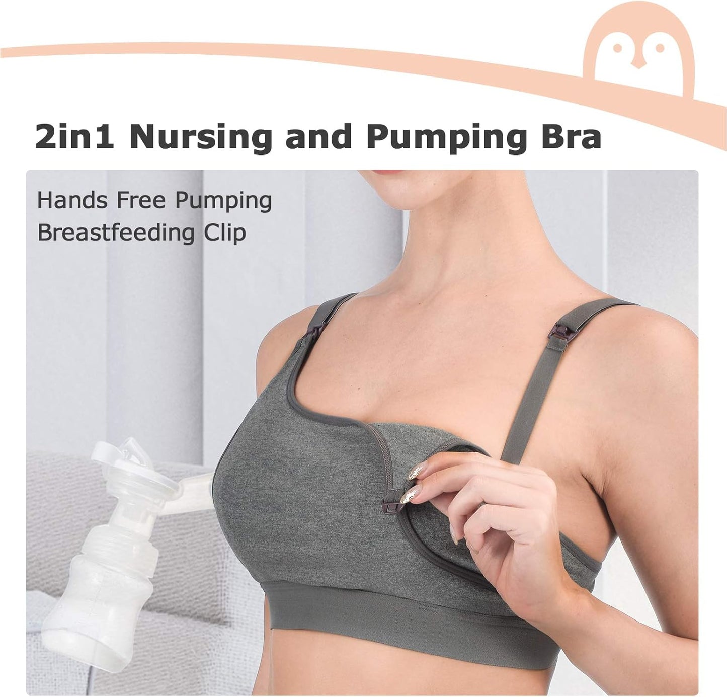 Pumping Bra,Hands Free Pumping Bra 2 Pack Supportive Comfortable All Day Wear Pumping and Nursing Bra in One,S-Xxl