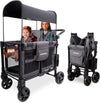 W2 Elite Pro Stroller Wagon (2 Seater) - Collapsible Wagon Stroller with Seats with 5-Point Harnesses, Adjustable Push Handle, and Adjustable Sun Canopy, Charcoal Gray