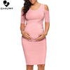 Chivry New Maternity Women Pregnancy Dresses Mama Clothes O-Neck Solid Sexy off Shoulder Bodycon Pregnant Women Casual Dress