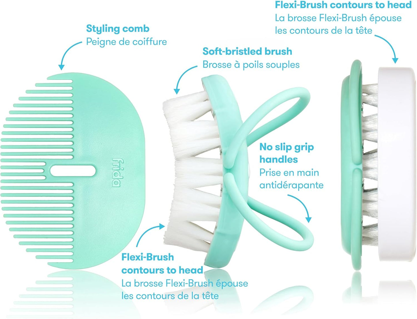 Infant Head-Hugging Baby Hairbrush and Comb Set Newborn and Up