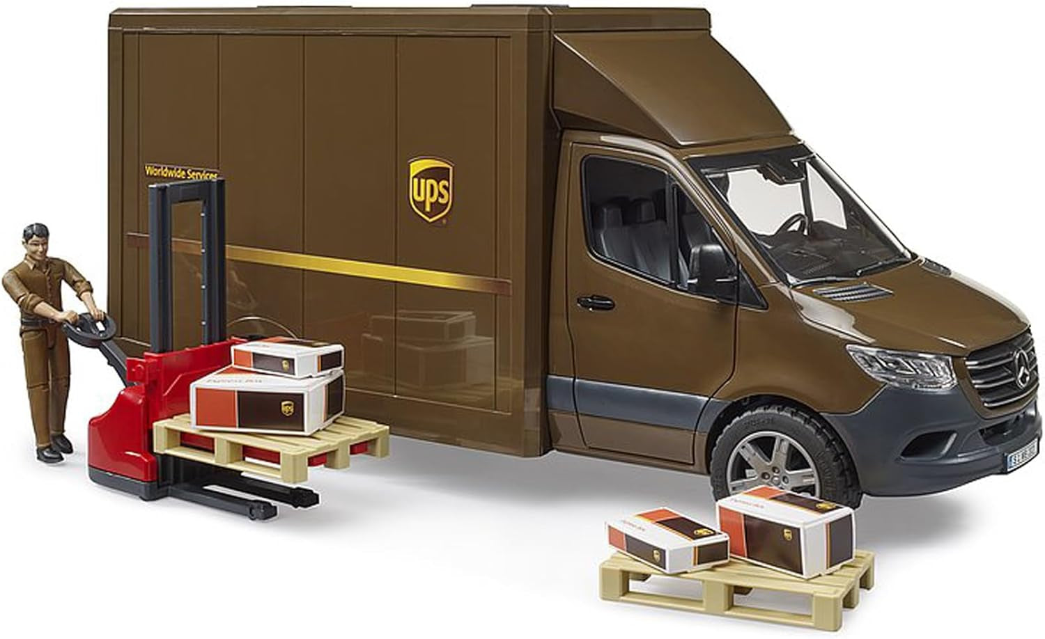 02678 MB Sprinter UPS with Driver & Accessories, Brown/Red