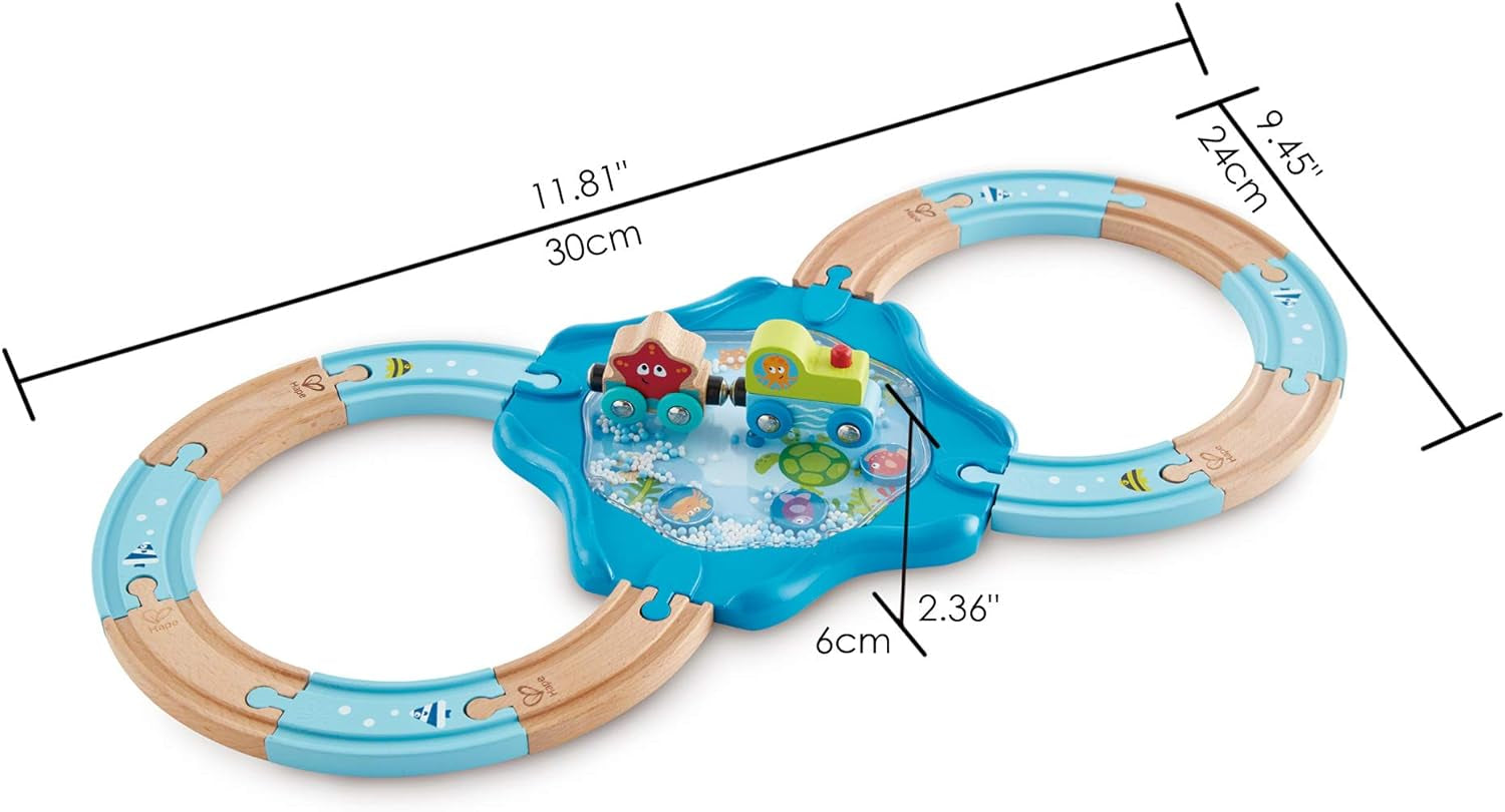 Undersea Figure 8 Play Set | under Water Inspired Wooden Railway and Train Toy Set for Toddlers