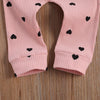 New Born Baby Ribbed Clohtes Suit Girl Boy Heart Print Crew Neck Lace Long Sleeve Top, Long Pants and Hairband 3-Piece Suits
