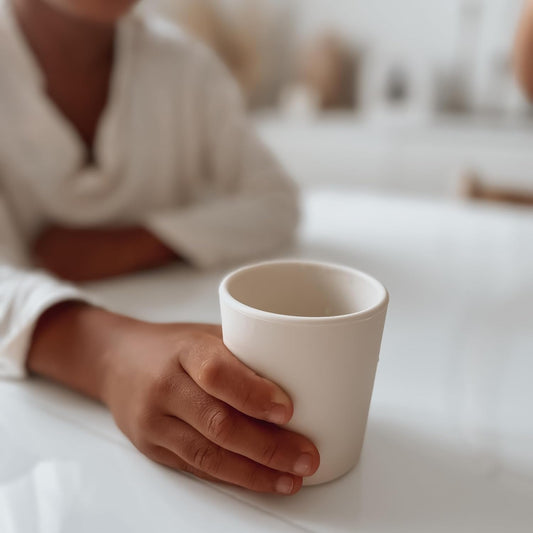 Nouka My First Cup | 100% Food-Grade Silicone | Small Design Is Easy to Hold | Non-Slip & Soft | Dishwasher Friendly | Deep Moon | Size 6 Oz