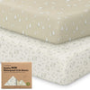 2-Pack Waterproof Crib Sheets for Girl, Boy - Organic Cotton Fitted Crib Sheets Neutral, Crib Mattress Protector Sheets, Soft Toddler Bed Sheets, Washable Infant Fitted Baby Crib Sheets (Pine Grove)