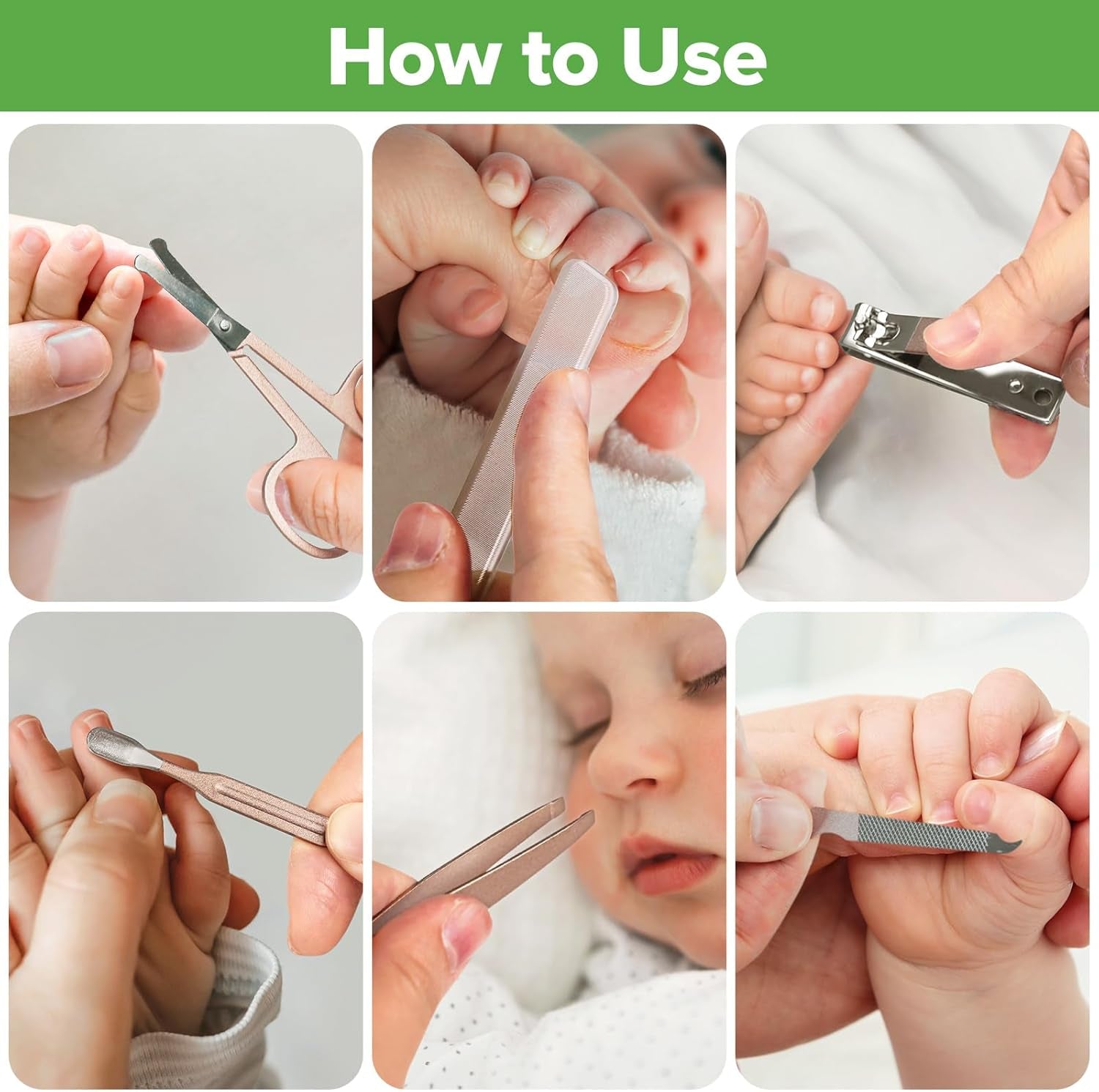 Baby Hair Brush and Comb Set & Pear-Fect Manicure Kit for Newborns & Toddlers, Natural Soft Goat Bristles and Wooden Handle, Baby Healthcare and Grooming Kit, Baby Nail Clippers, Pearl White