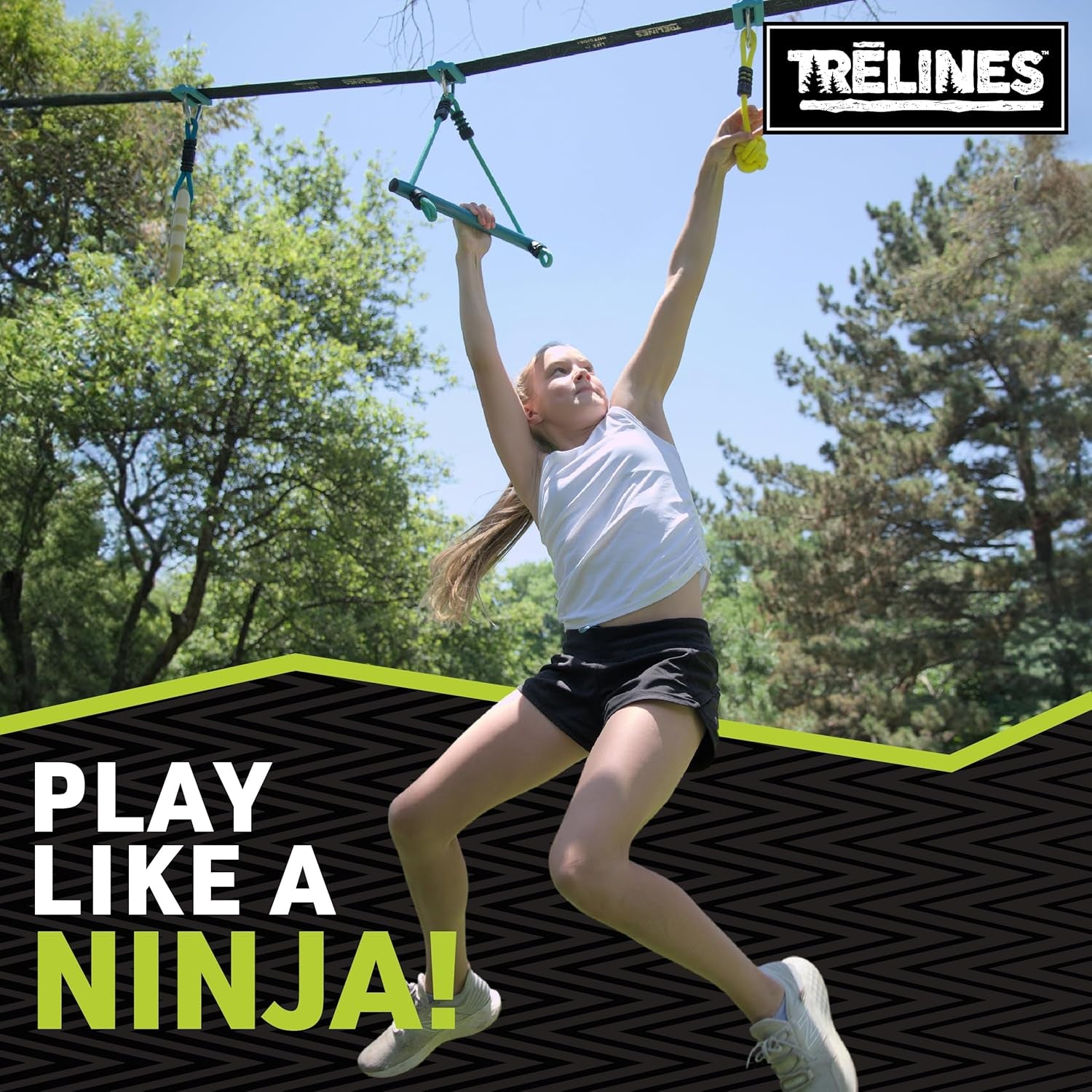 Trelines Ninja Adventure Line 36 Ft - Black Metal Swing Set