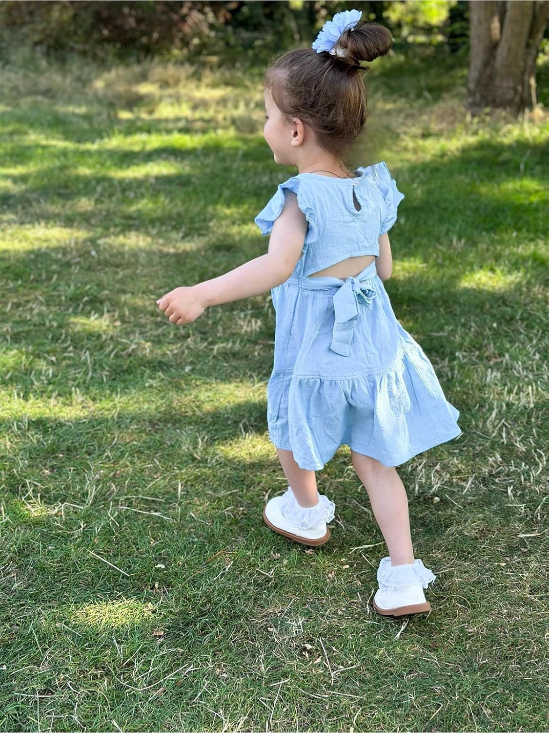 Toddler Girl Dress Ruffle Sleeveless Summer Cotton Dress Baby Girl Casual Party Dresses Kids Backless A-Line Sundress