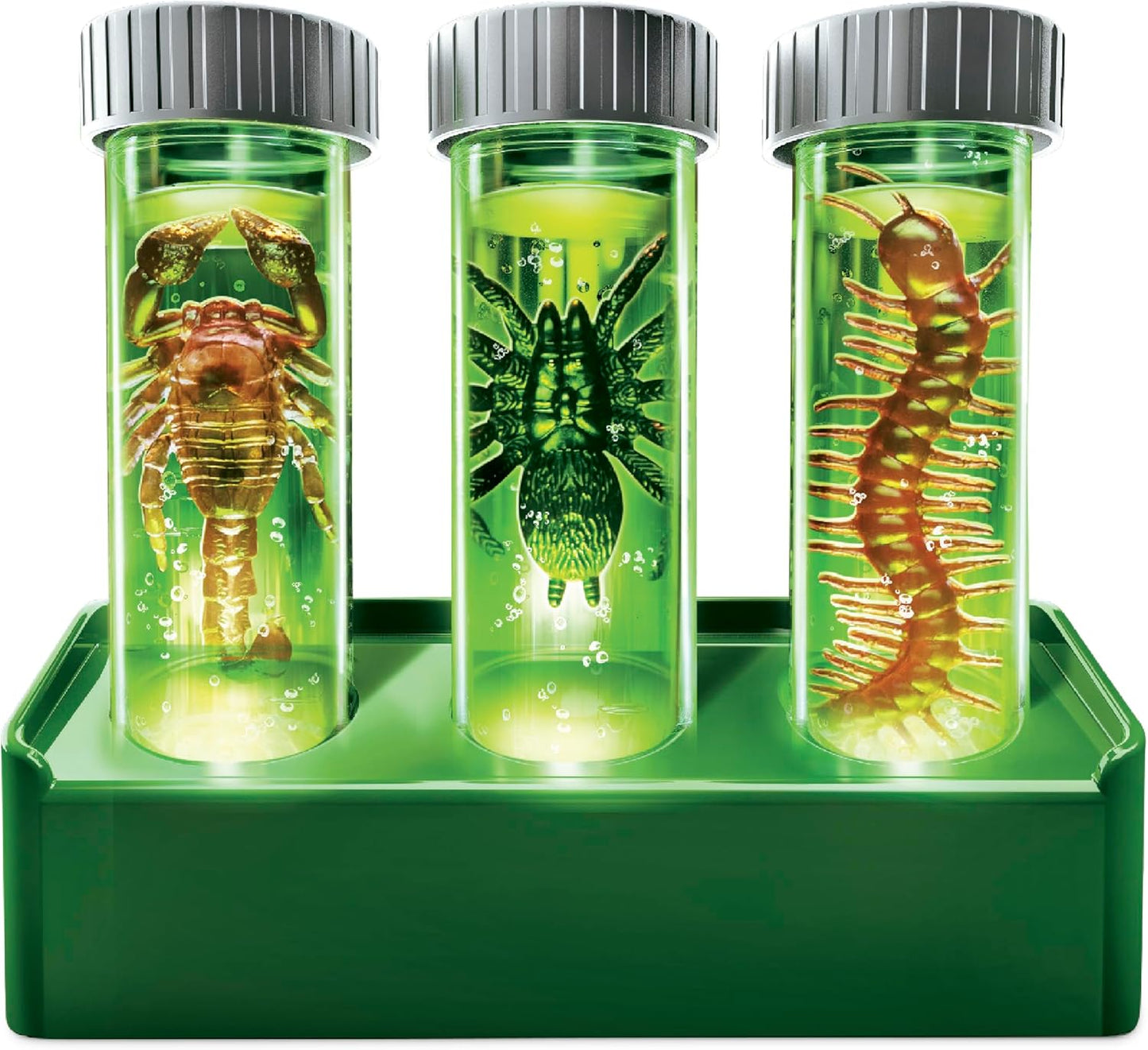 Kidzlabs Glow Critter Lab, Creepy Crawlies Come to Life, Illuminated Test Tubes, Science Project and Night Light for Ages 5+