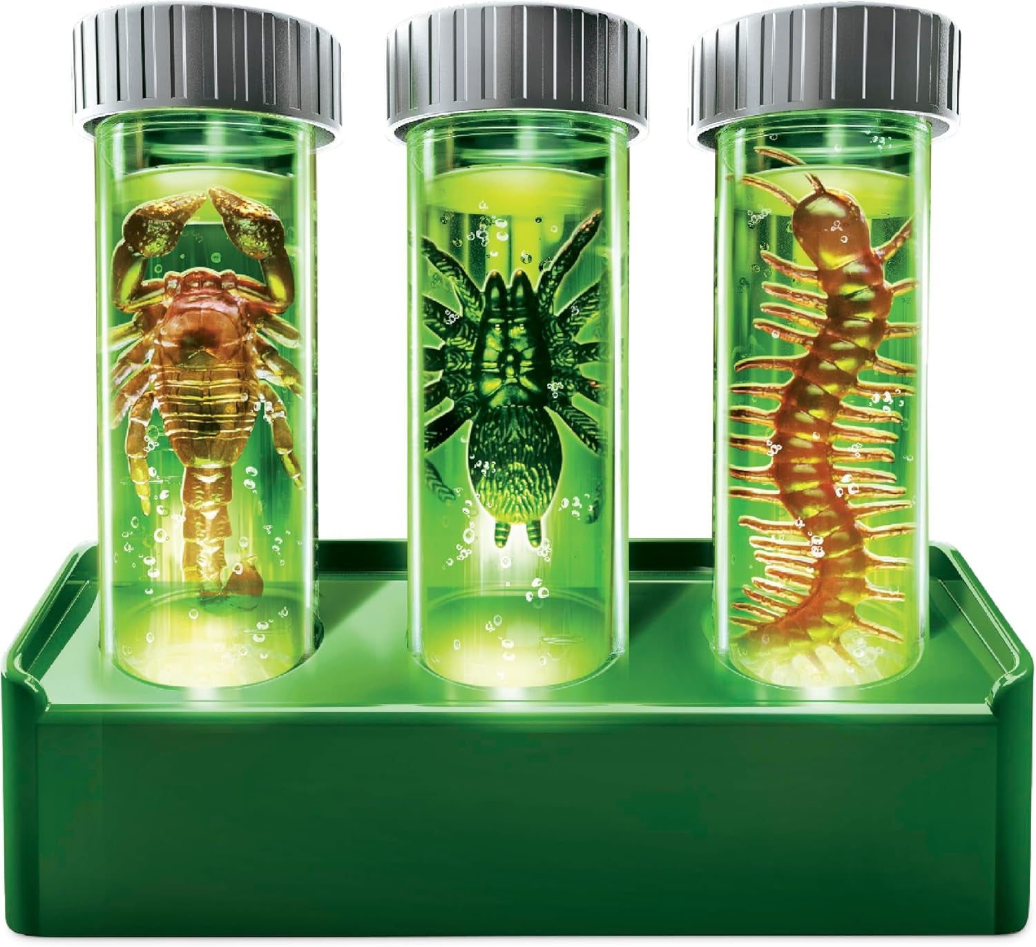 Kidzlabs Glow Critter Lab, Creepy Crawlies Come to Life, Illuminated Test Tubes, Science Project and Night Light for Ages 5+