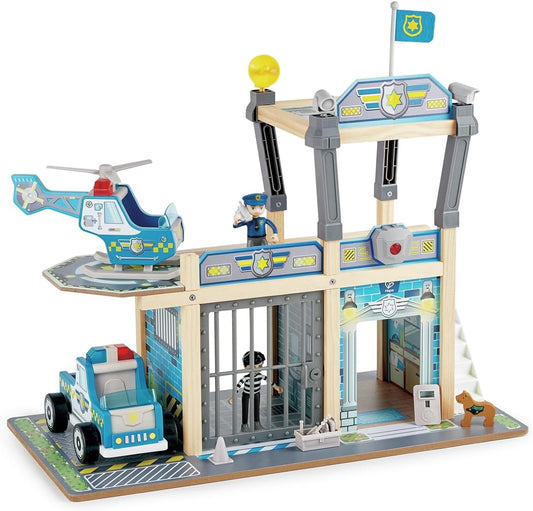 E3050 Metro Police Station Play Toy Set with Helicopter, Landing Pad, Police Car, Police Officer, Prisoner Action Figure, and More Accessories