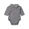 2019 Baby Summer Clothing Infant Baby Boy Gentleman Solid Formal Bodysuit Short Sleeve Turn down Collar Shirts Jumpsuit Set