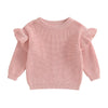 Baby Solid Color Ruffle Sweater Knitted Autum Winter Baby Girl Clothes round Neck Kid Toddler Girl Pullover Baby Outerwear