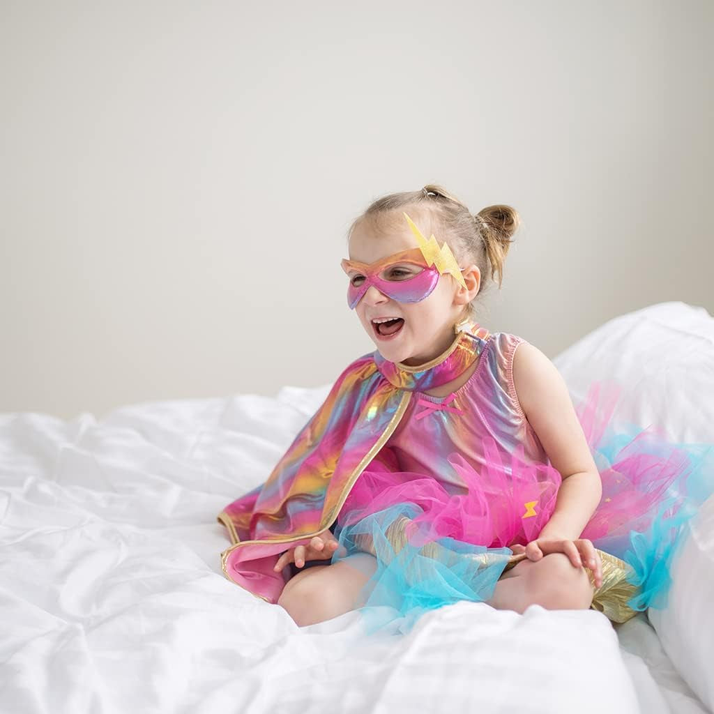 Super-Duper Tutu/Cape/Mask, Pink/Gold Size 4-6