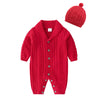 Autumn Newborn Girl Boy Knitted Jumpsuits Outfits Baby Rompers Caps Clothes Sets Winter Long Sleeve Toddler Infant Overalls 2Pcs