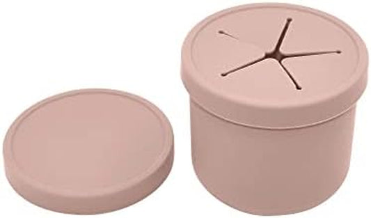Nouka Spill-Proof Snack Cup | Comes with a Lid | 100% Food-Grade Silicone | Soft & Perfect for Snacking | Dishwasher Friendly | Soft Blush | Size 12 Oz