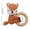 OOTDTY Crochet Elk Bunny Rattle Toys Wooden Baby Pram Clip Baby Gym Stroller Hanging Pendant Newborn Crib Mobile Rattle Toys