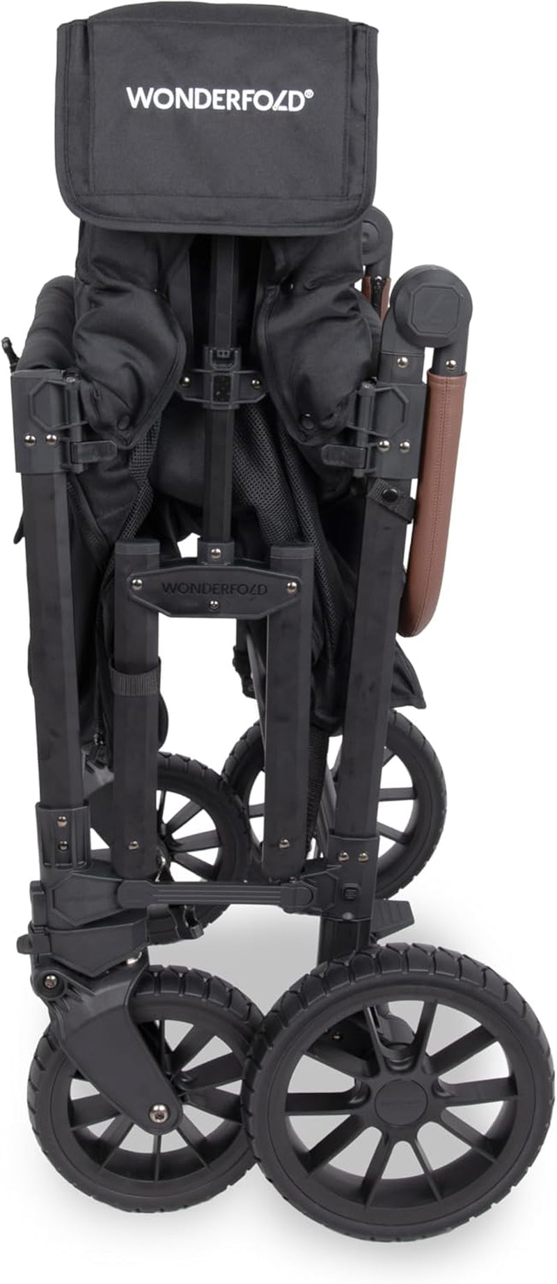 W4 Luxe Pro Stroller Wagon (4 Seater) - Collapsible Wagon Stroller with Seats Featuring 5-Point Safety Harnesses and Adjustable Sun Canopy, Jet Black