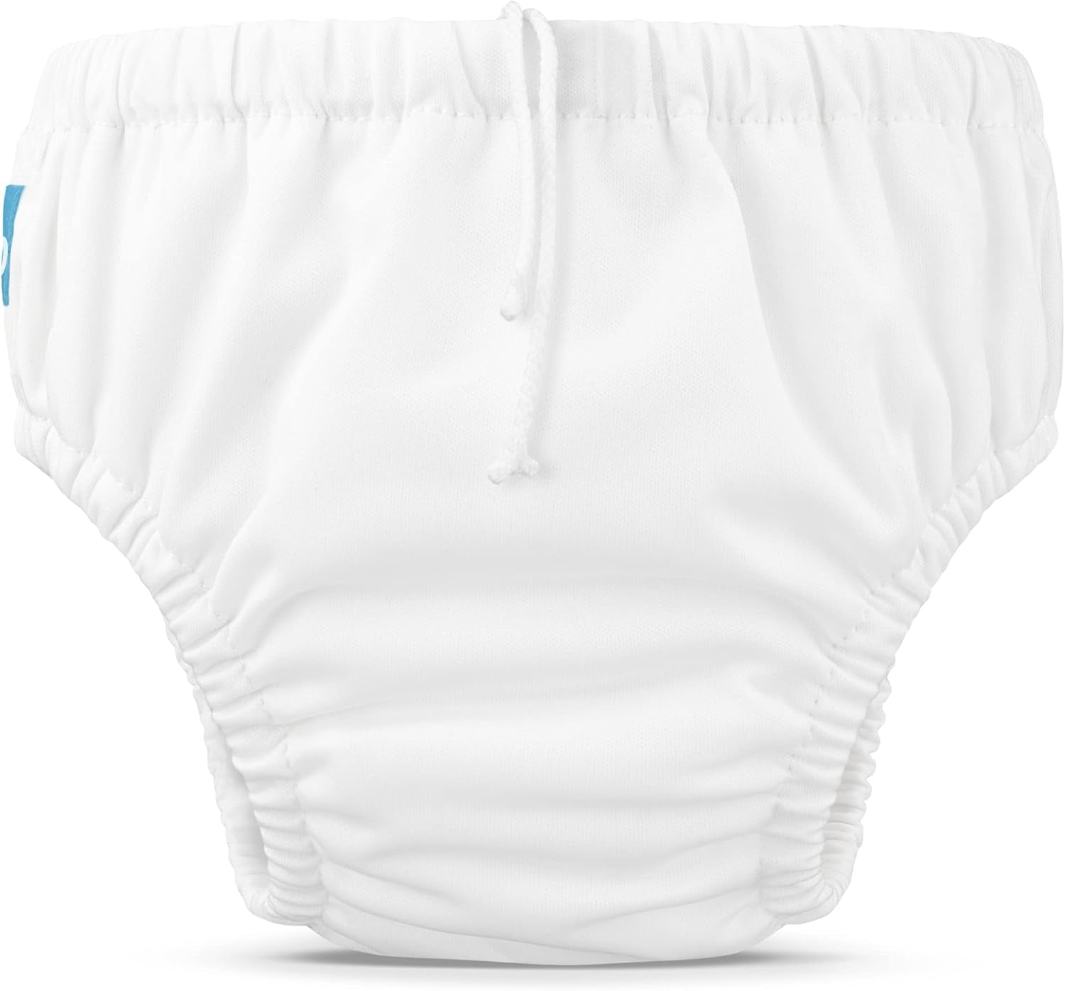 Reusable Swim Diaper, Washable, Adjustable Drawstring for Baby Girls Boys, Soft and Snug Waterproof Fit to Prevent Leaks - White, Size M (16-28 Lbs.)