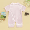 REDWOON Infant Baby Girl Boy Silk Jumpsuit Pajamas Short/Long Sleeve Button-Up Satin Pjs Footie Romper Pajama Nightgown