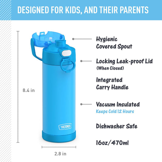 FUNTAINER 16 Ounce Stainless Steel Bottle, Blue