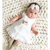 2024 Baby Summer Clothing 0-24M Infant Newborn Baby Girl Lace Dress Sleeveless Bowknot Rib Solid White Shift Gown Headband