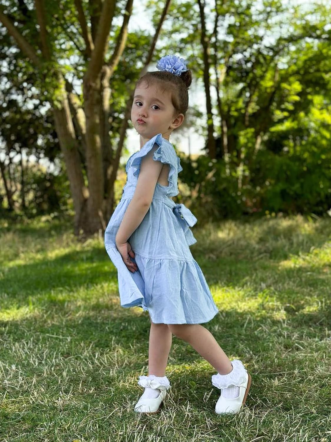 Toddler Girl Dress Ruffle Sleeveless Summer Cotton Dress Baby Girl Casual Party Dresses Kids Backless A-Line Sundress