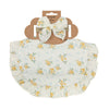 2Pcs/Set Ruffled Edge Muslin Cotton Baby Bibs Hair Bows Girls Headbands Flower Print Saliva Towel Feeding Burp Cloths Scarf