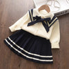 Kids Christmas Sweet Knitwear Suits Girls Baby Plaid Sweaters Coats Suspender Dress Outfits Princess Clothes Sets