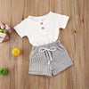 2020 Baby Summer Clothing Newborn Infant Baby Boy Girl Clothes Short Sleeve Tops T-Shirt Striped Pants 100% Cotton Outfits