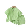 New 2025 Summer Kids' 2-Piece Set Breathable Cotton Short Sleeve Outfit Solid Color Unisex Baby & Toddler Clothes 0-5 Years