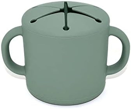 Nouka Snack Cup | 100% Food-Grade Silicone | Soft & Perfect for Snacking | Easy Grip Double Handles | Dishwasher Friendly | Fern | Size 12 Oz