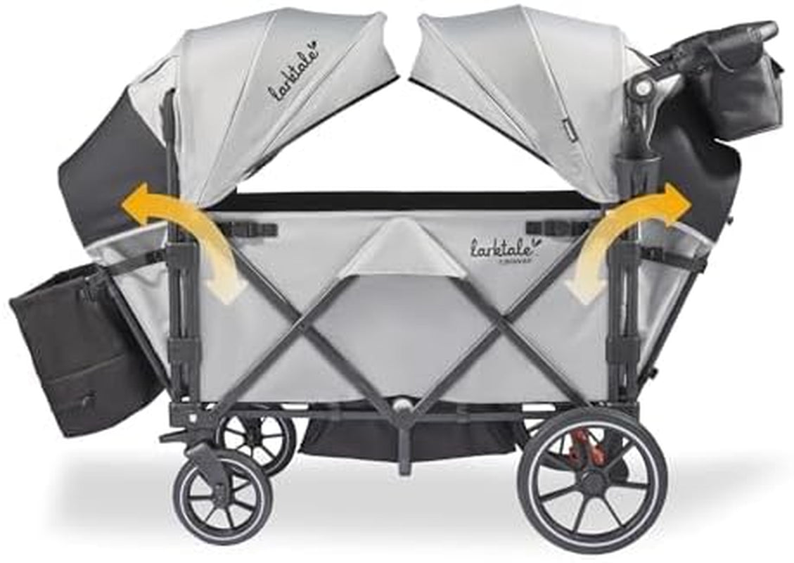 Caravan V3, Avalon Gray - Stroller/Wagon for Kids & Babies - Seats 2 Passengers or 200 Lbs. Total Weight Capacity. - Reclining Seats, Full-Coverage Sun Canopies, Height-Adjustable Handlebar