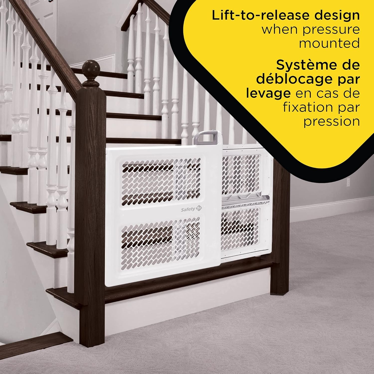 Lift, Lock and Swing Gate - Pressure or Hardware Installed, Fits Spaces between 28" and 42" Wide, 28" Tall, White