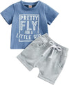 Toddler Baby Boy Summer Clothes Infant Boys Short Sets Letter Print T-Shirt Short Sleeve Outfits with Pocket 6M-4Y