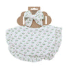 2Pcs/Set Ruffled Edge Muslin Cotton Baby Bibs Hair Bows Girls Headbands Flower Print Saliva Towel Feeding Burp Cloths Scarf